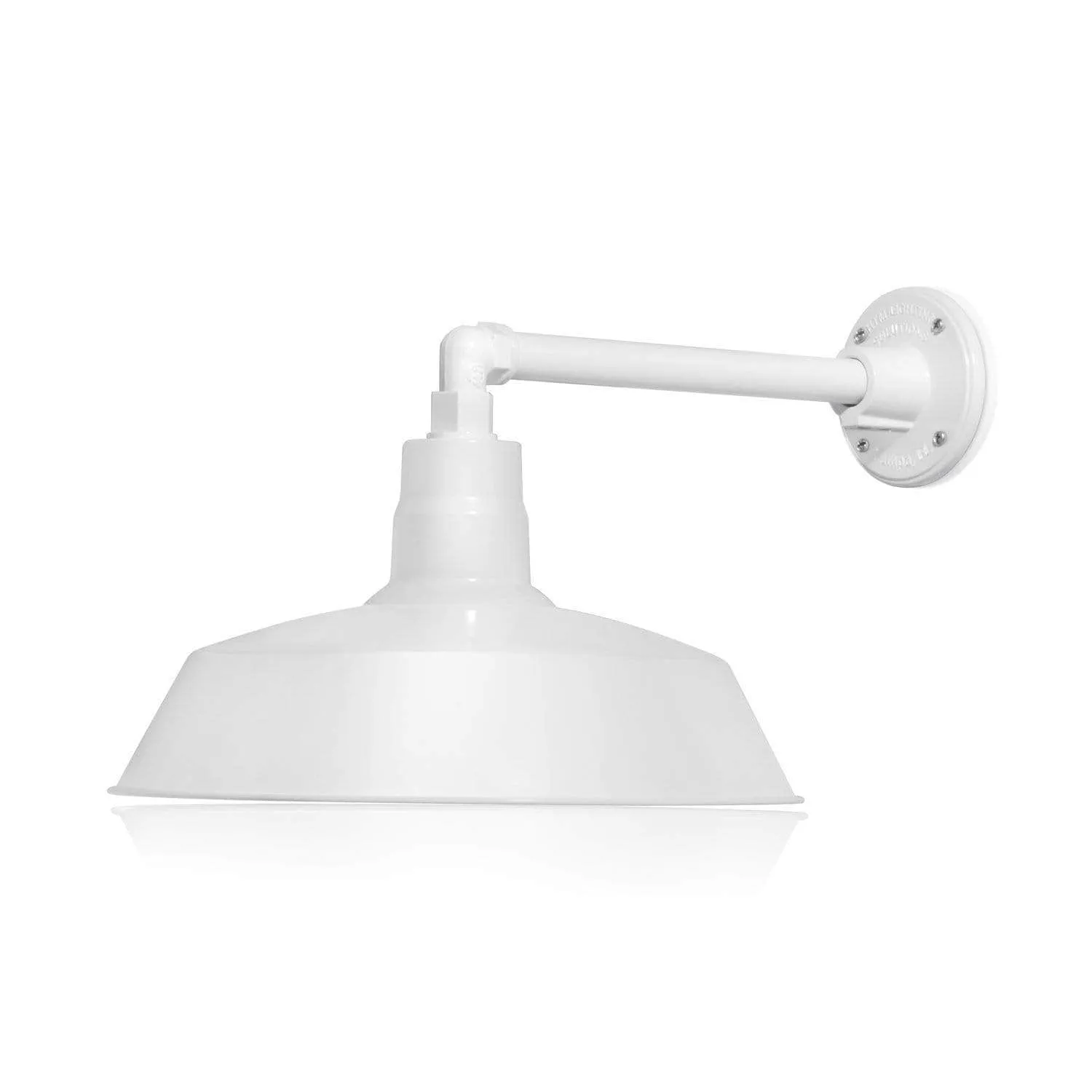 14'' White RLM Barn Light Shade With Gooseneck Arm