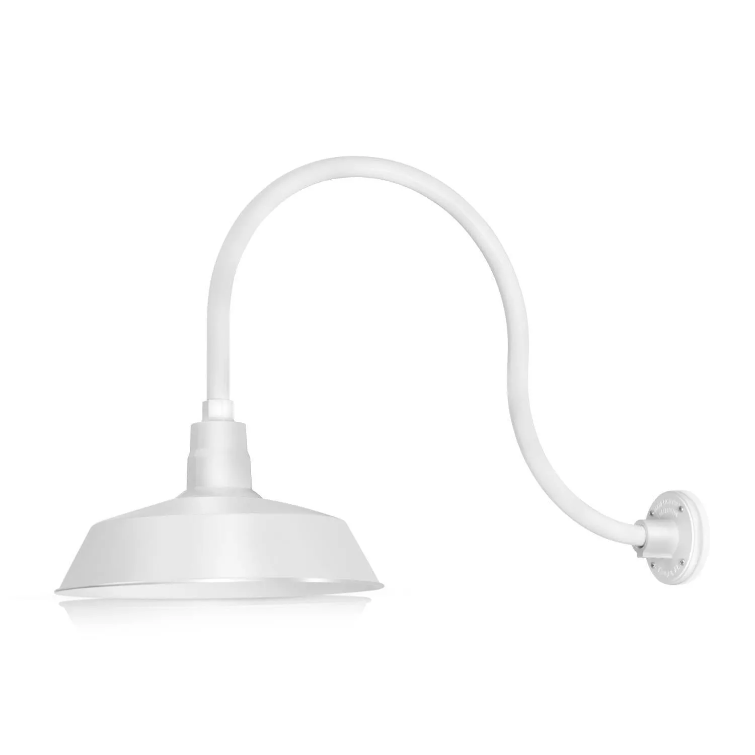 14'' White RLM Barn Light Shade With Gooseneck Arm
