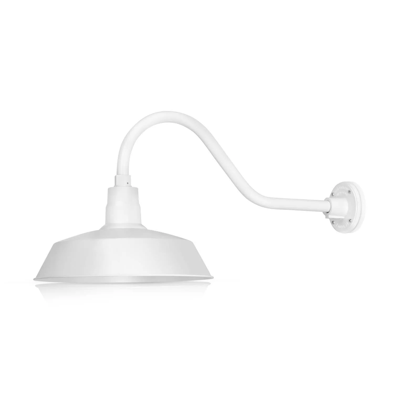 14'' White RLM Barn Light Shade With Gooseneck Arm