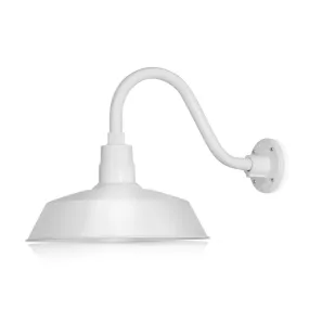 14'' White RLM Barn Light Shade With Gooseneck Arm