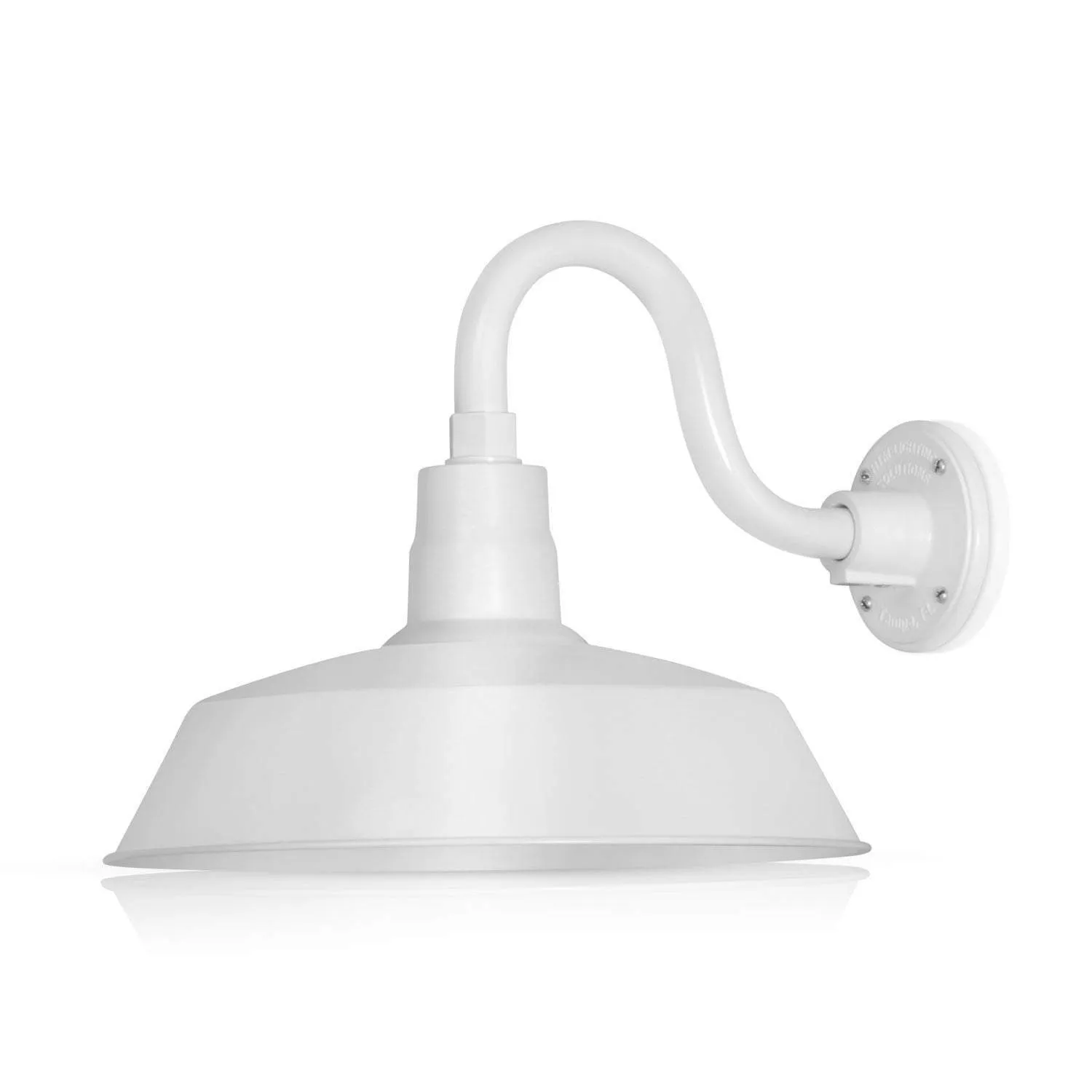 14'' White RLM Barn Light Shade With Gooseneck Arm