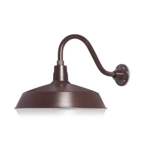 17" Architectural Bronze RLM Barn Light Shade With Gooseneck Arm
