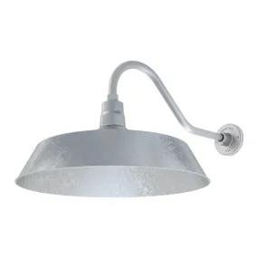 21" Galvanized RLM Barn Light Shade With 22" Long Gooseneck Arm