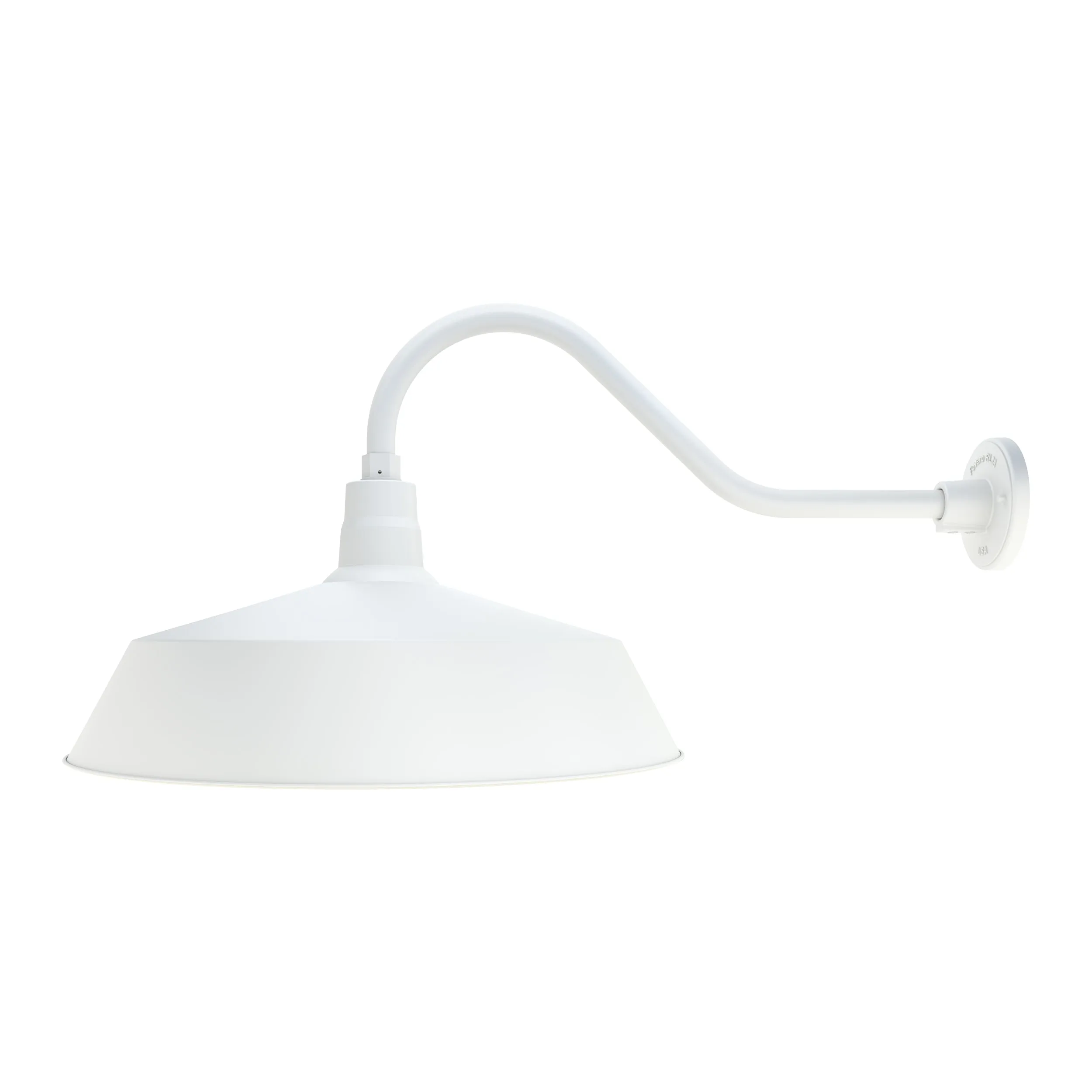 21" White RLM Barn Light Shade With 22" Long Gooseneck Arm