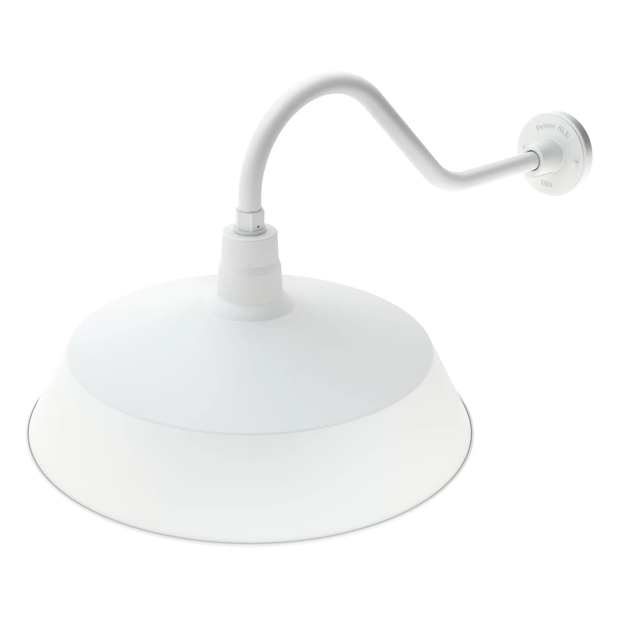 21" White RLM Barn Light Shade With 22" Long Gooseneck Arm