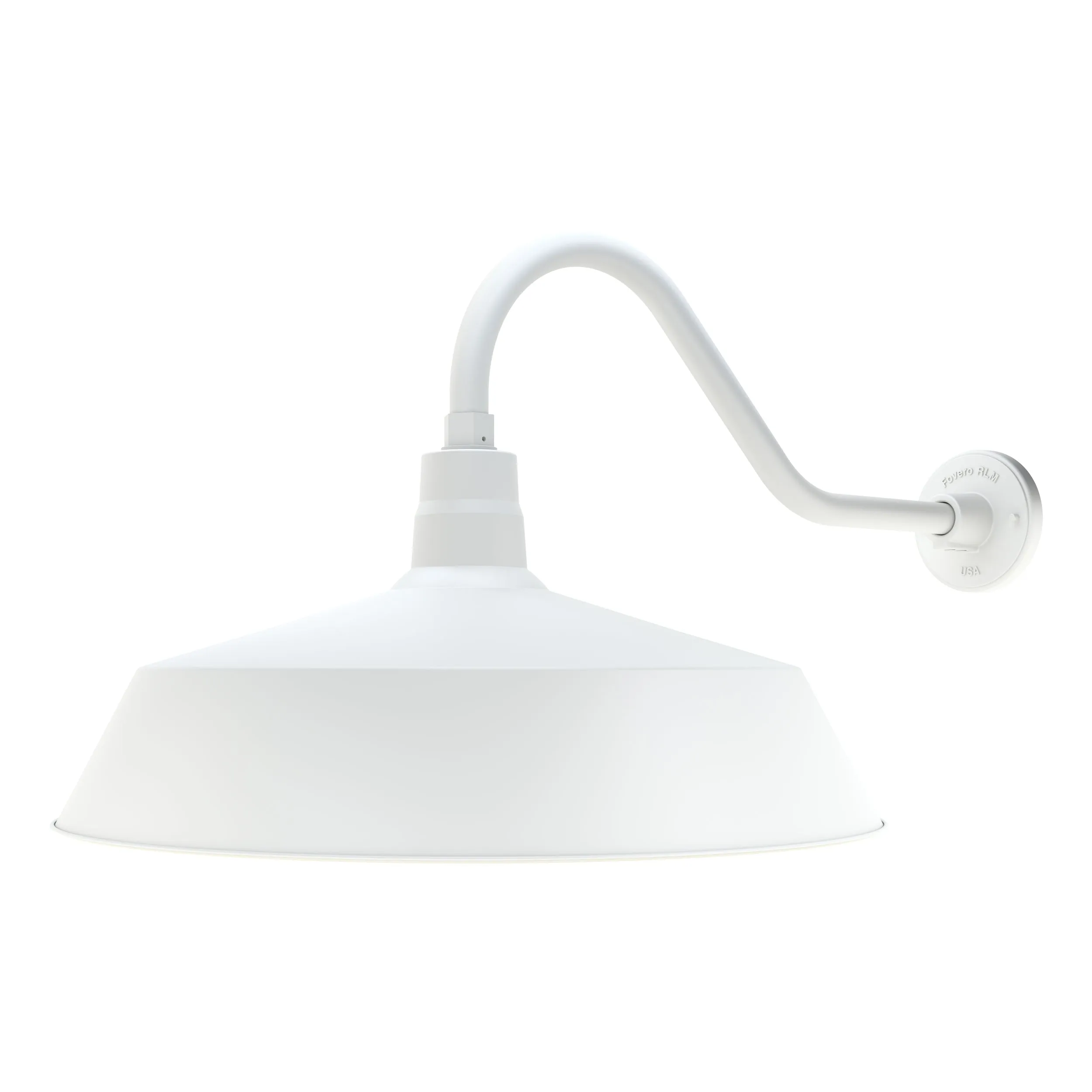 21" White RLM Barn Light Shade With 22" Long Gooseneck Arm
