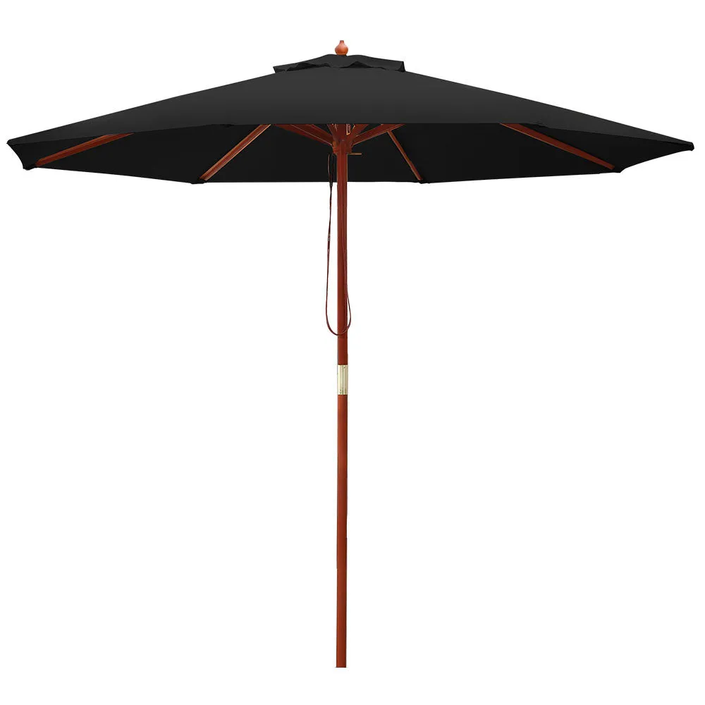 2.7m Mililani Outdoor Umbrella Pole Cantilever Stand Garden Patio - Black