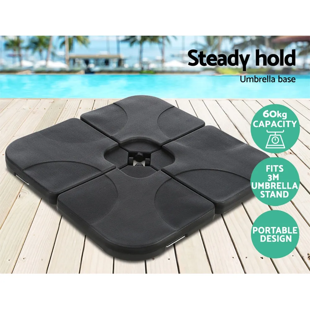 3M Umbrella with 50x50cm Base Outdoor Umbrellas Cantilever Sun Beach Garden Patio - Black