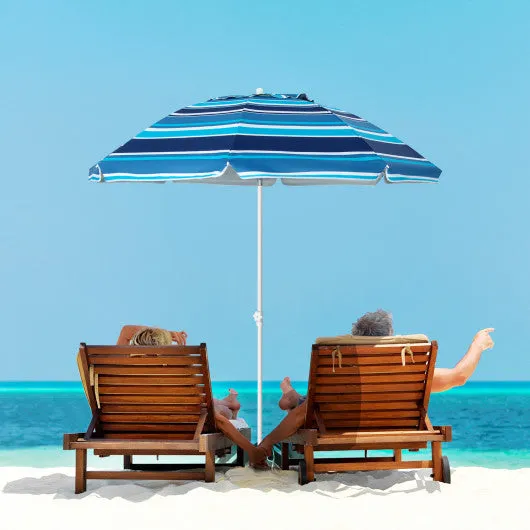 6.5 Feet Patio Beach Umbrella with Waterproof Polyester Fabric-Blue