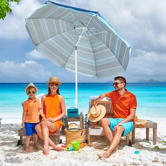 6.5 Feet Patio Beach Umbrella with Waterproof Polyester Fabric-Blue