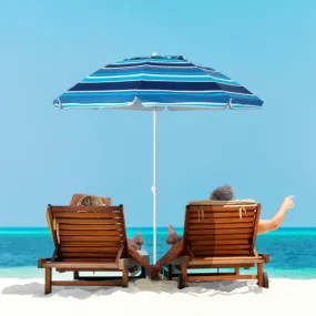 6.5 Feet Patio Beach Umbrella with Waterproof Polyester Fabric-Blue