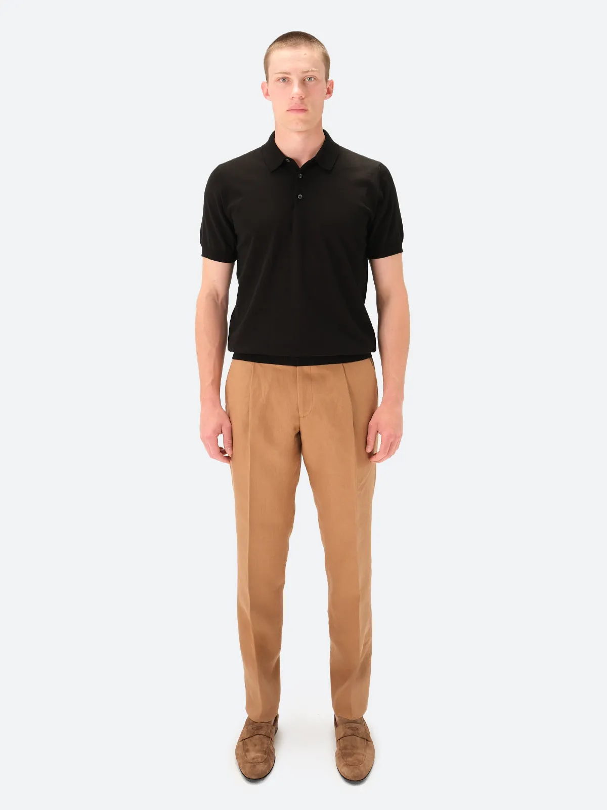 Acqui Ribbed Short Sleeve Polo Cotton Black
