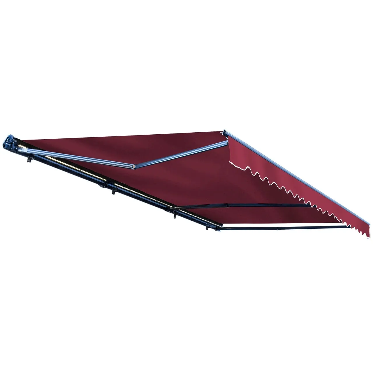 Aleko Half Cassette Motorized Retractable LED Luxury Patio Awning - 10 x 8 Feet - Burgundy