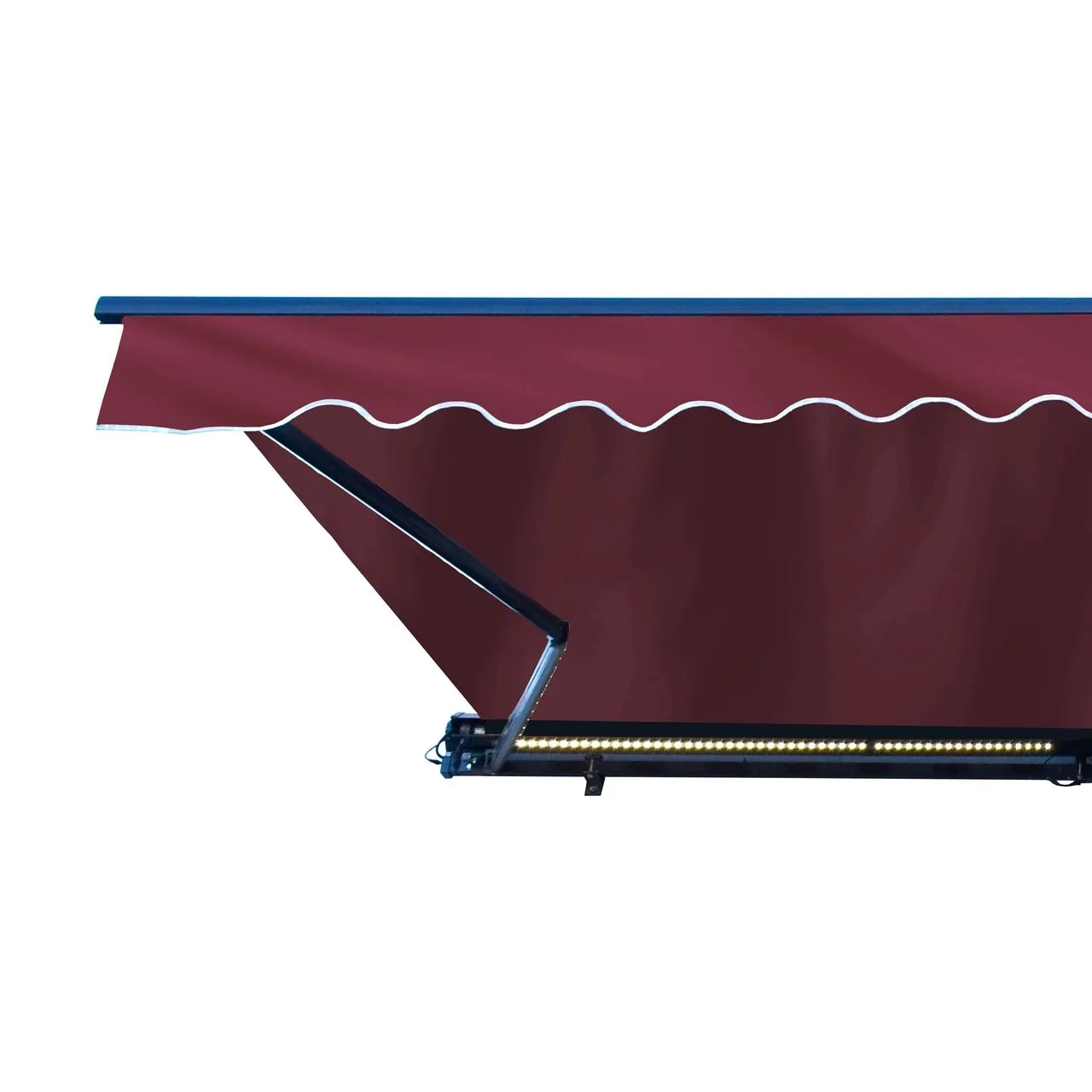 Aleko Half Cassette Motorized Retractable LED Luxury Patio Awning - 10 x 8 Feet - Burgundy