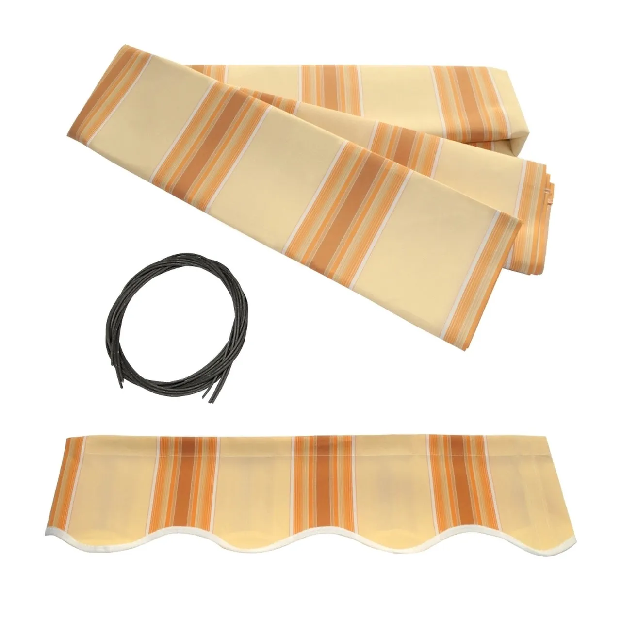 Aleko Half Cassette Motorized Retractable LED Luxury Patio Awning - 10 x 8 Feet - Multi-Striped Yellow