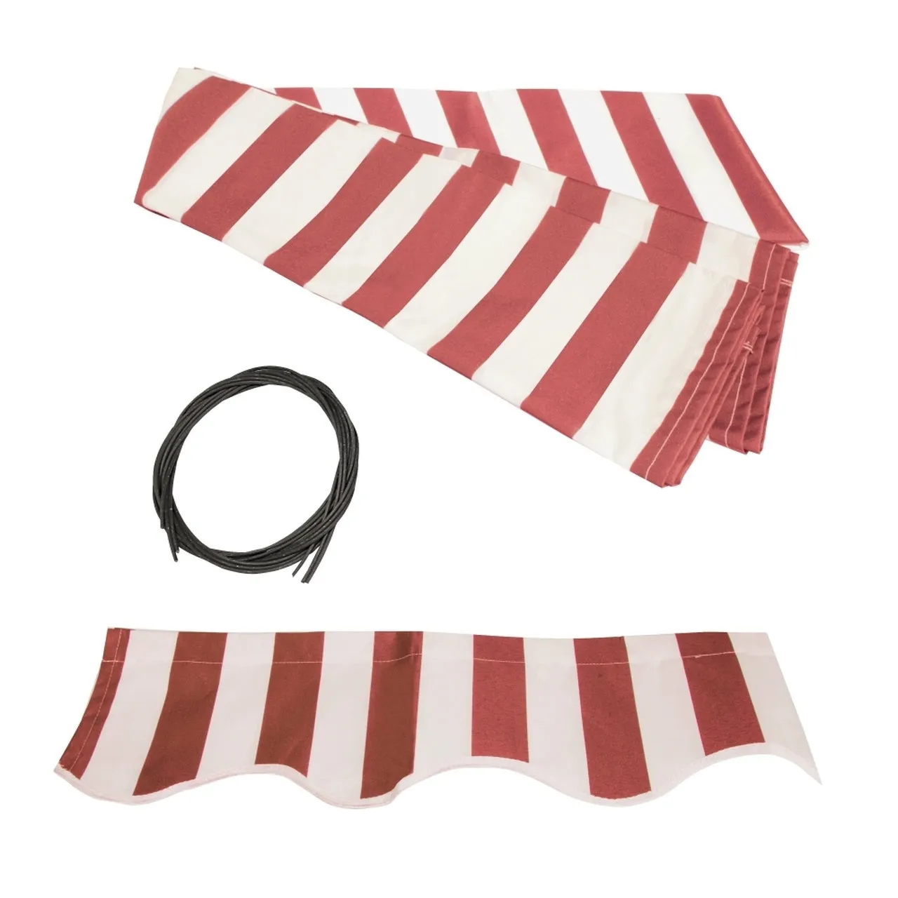 Aleko Half Cassette Motorized Retractable LED Luxury Patio Awning - 10 x 8 Feet - Red and White Stripes