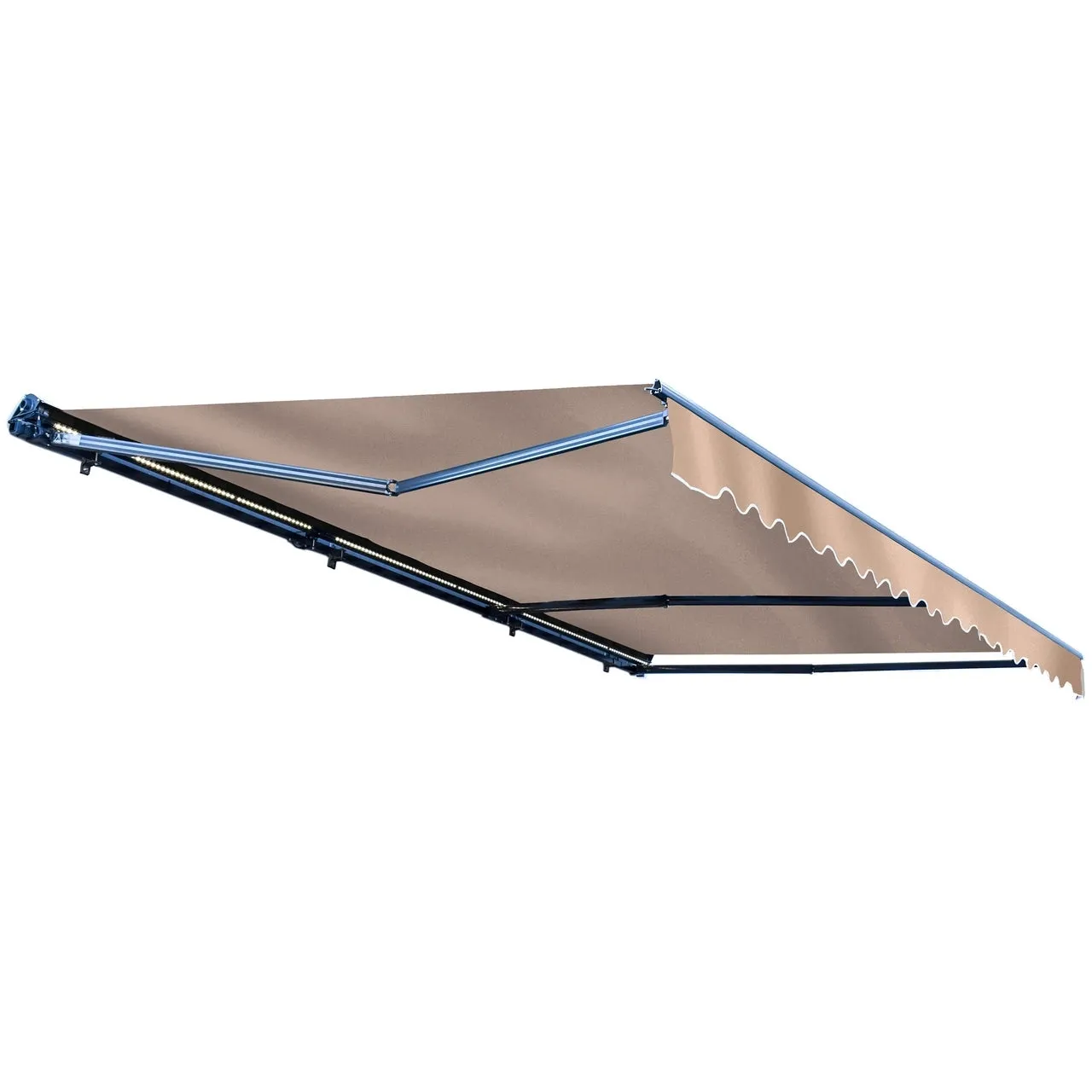 Aleko Half Cassette Motorized Retractable LED Luxury Patio Awning - 10 x 8 Feet - Sand