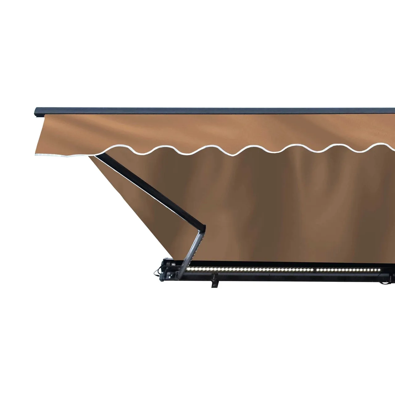 Aleko Half Cassette Motorized Retractable LED Luxury Patio Awning - 10 x 8 Feet - Sand