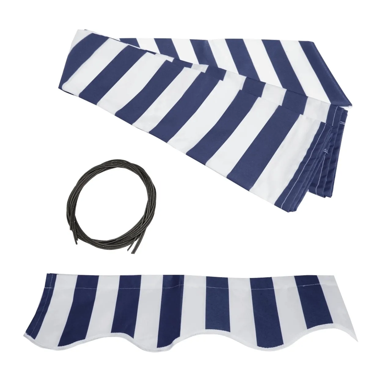 Aleko Half Cassette Motorized Retractable LED Luxury Patio Awning - 16 x 10 Feet - Blue and White Stripes