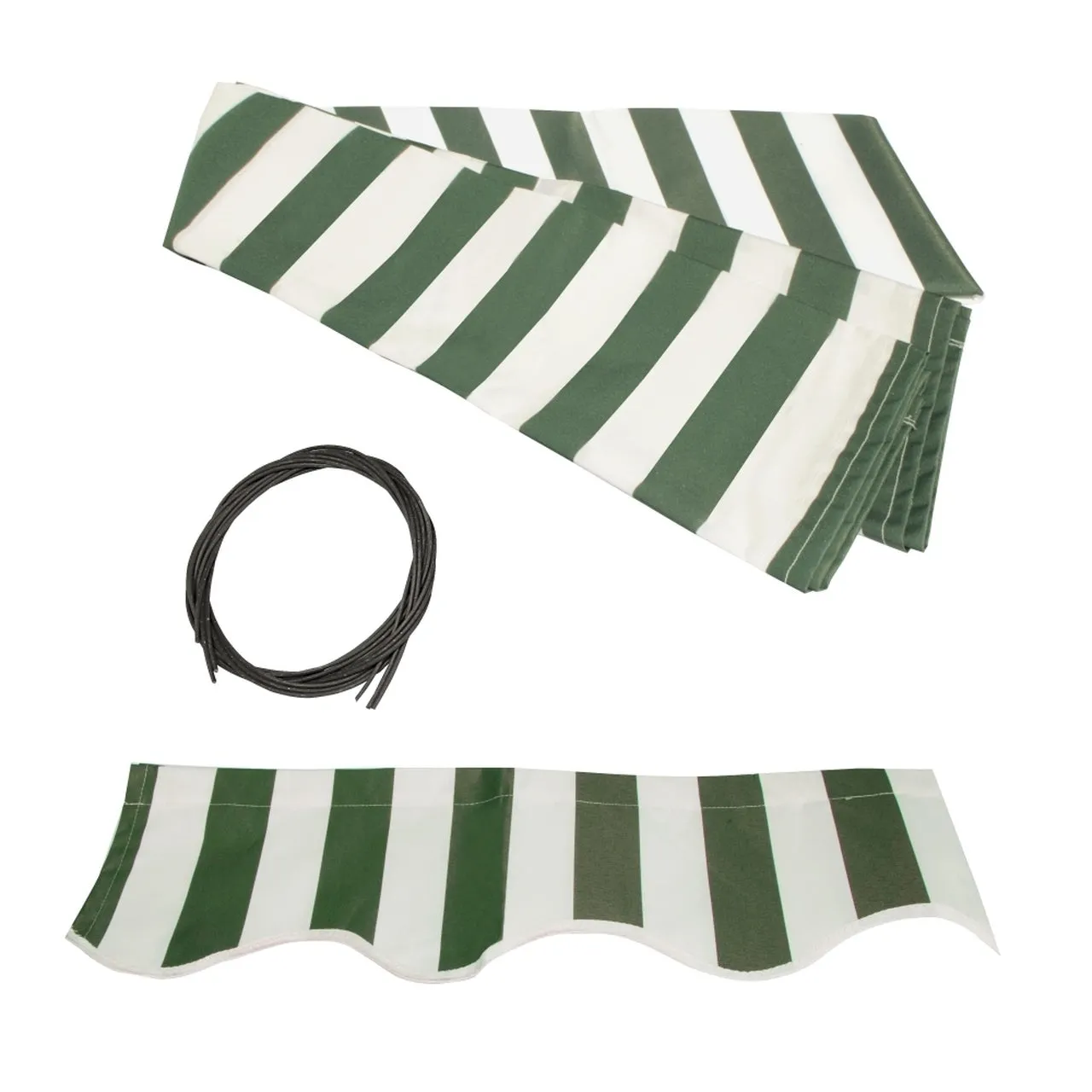 Aleko Half Cassette Motorized Retractable LED Luxury Patio Awning - 20 x 10 Feet - Green and White Stripes