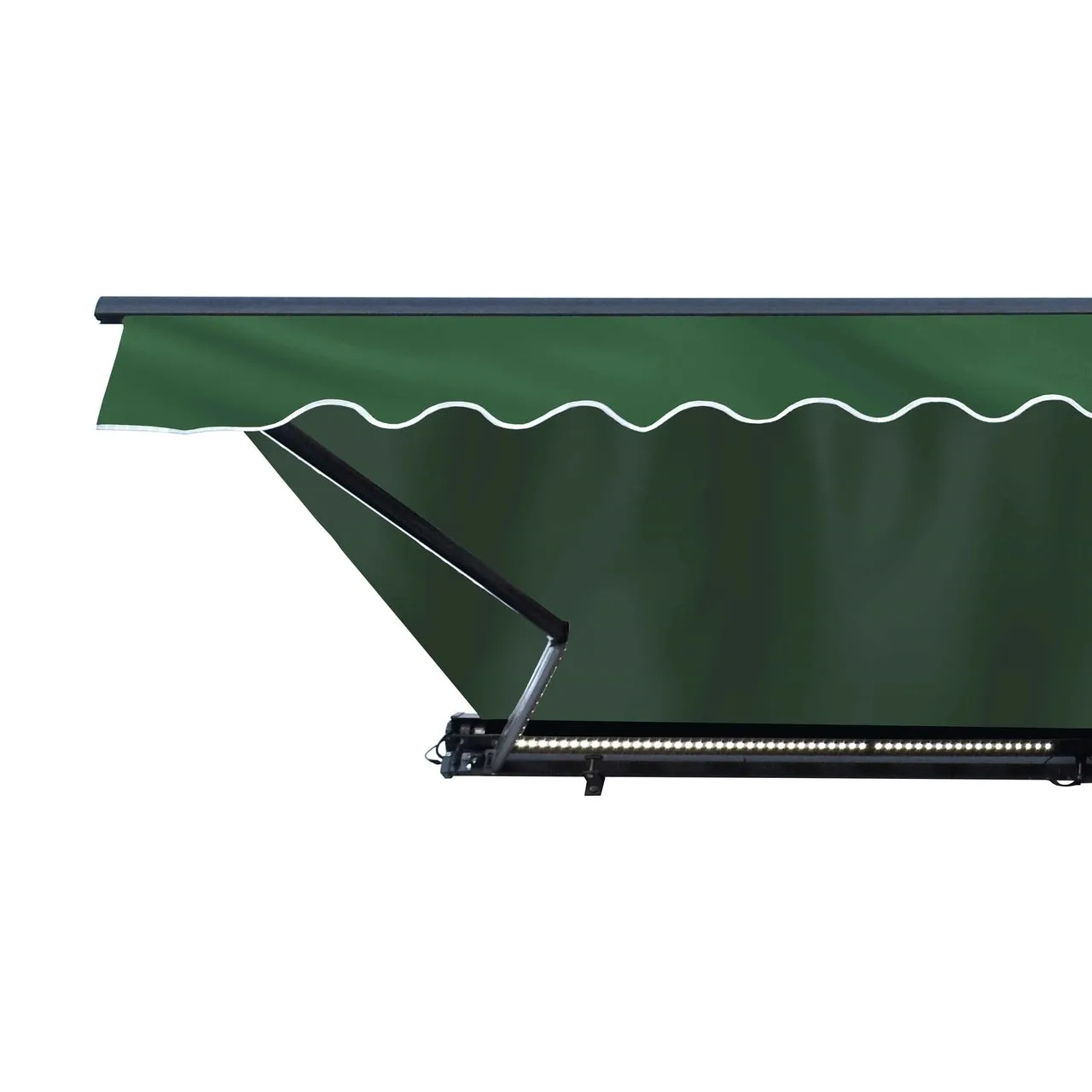 Aleko Half Cassette Motorized Retractable LED Luxury Patio Awning - 20 x 10 Feet - Green