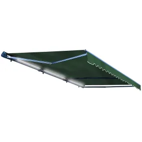 Aleko Half Cassette Motorized Retractable LED Luxury Patio Awning - 20 x 10 Feet - Green