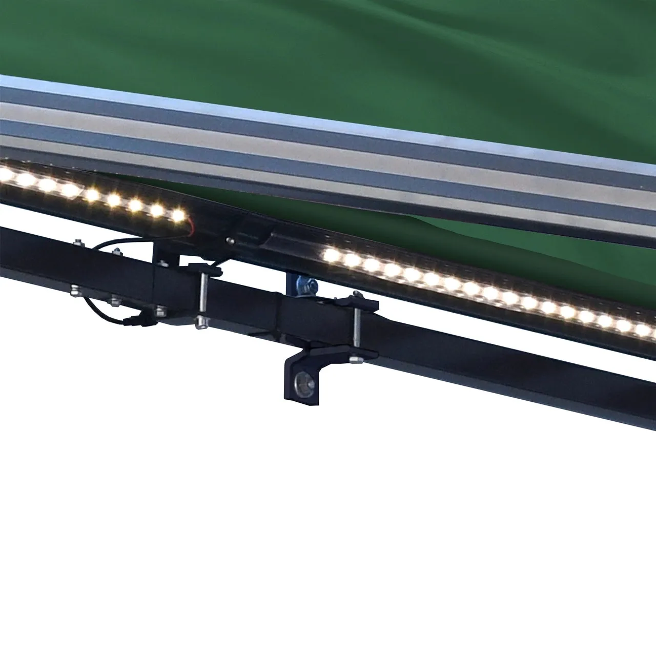 Aleko Half Cassette Motorized Retractable LED Luxury Patio Awning - 20 x 10 Feet - Green