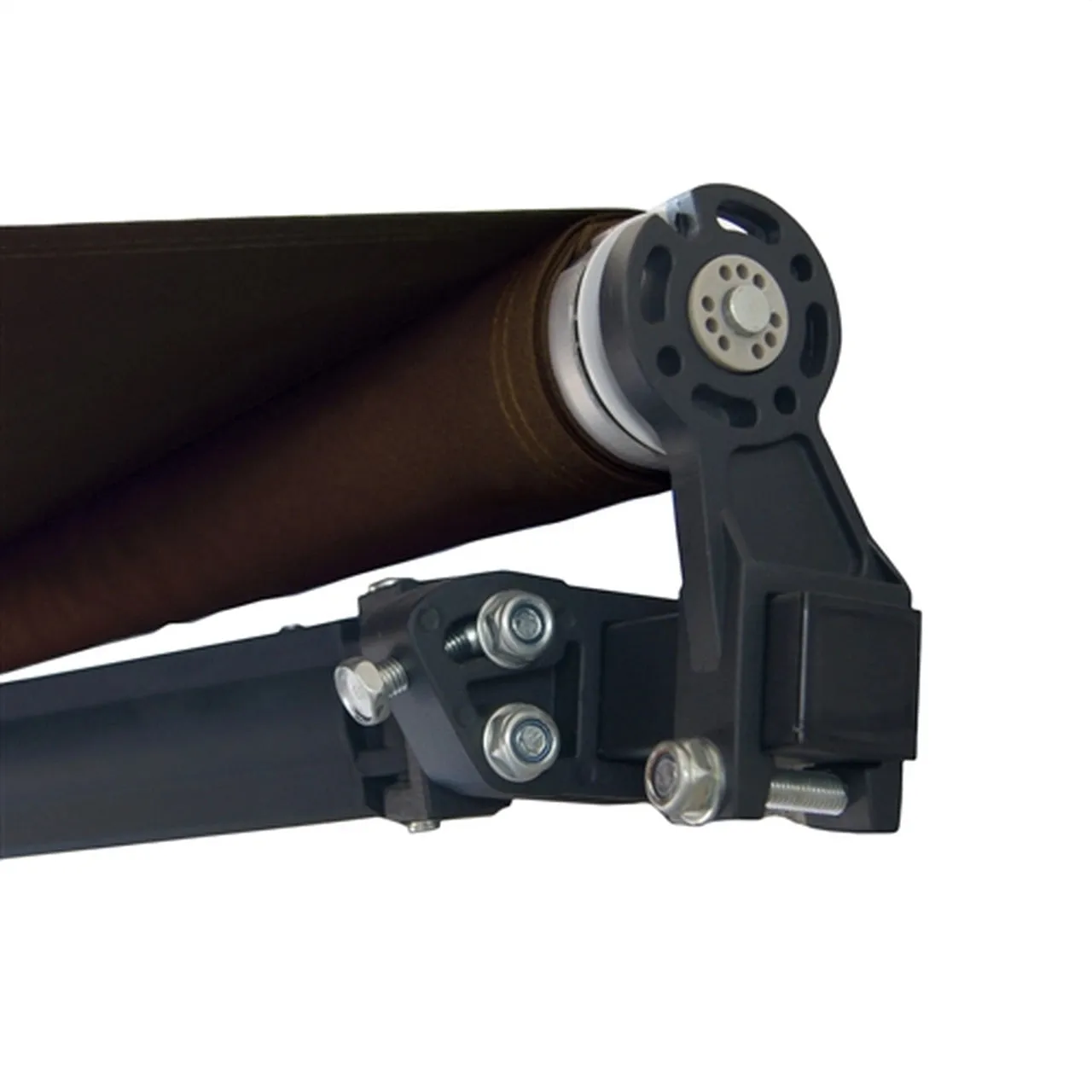 Aleko Motorized Retractable Black Frame Patio Awning 12 x 10 Feet - Brown