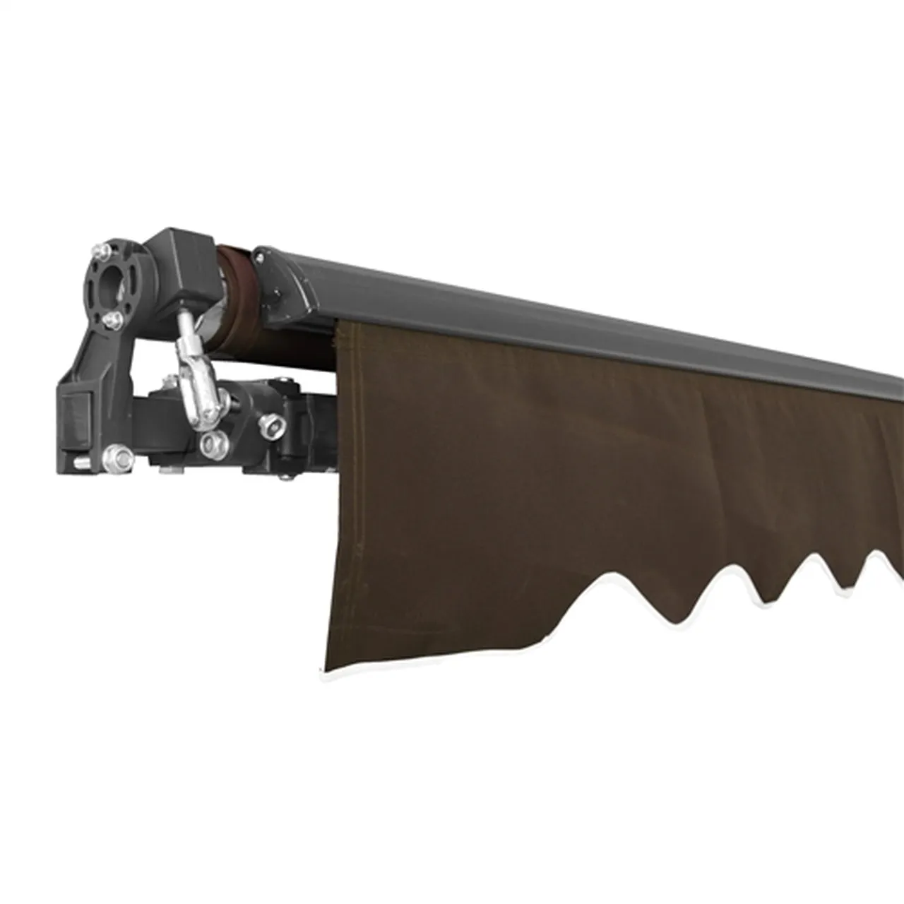 Aleko Motorized Retractable Black Frame Patio Awning 12 x 10 Feet - Brown