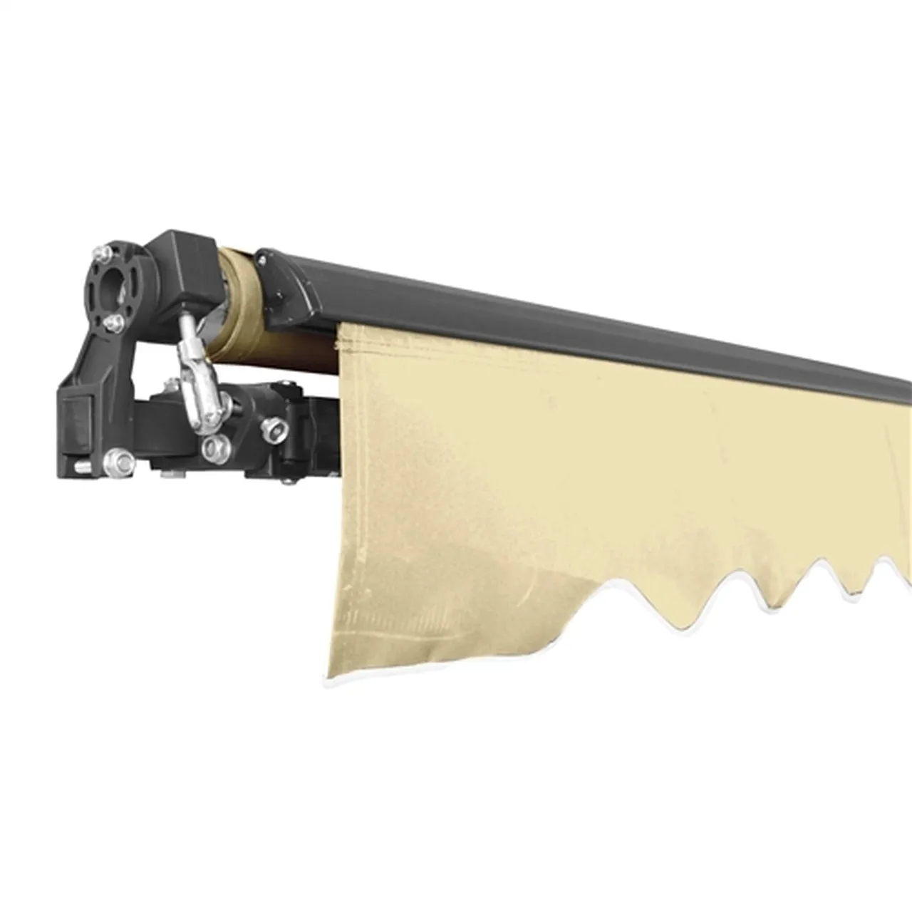 Aleko Motorized Retractable Black Frame Patio Awning 16 x 10 Feet - Ivory