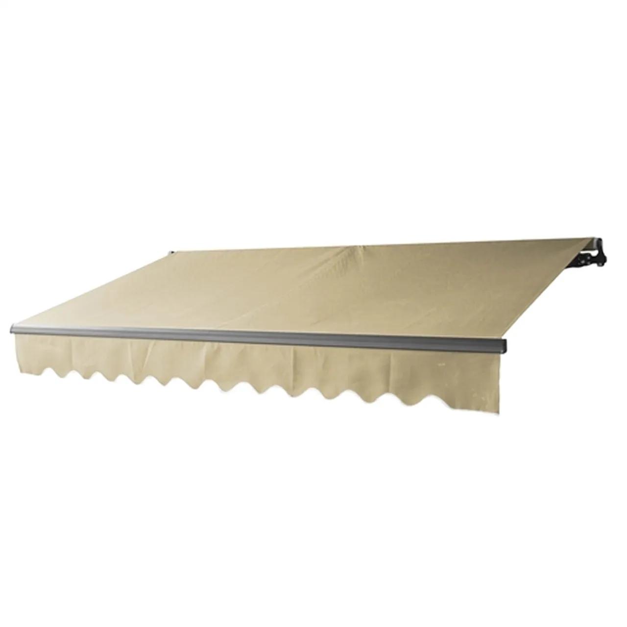 Aleko Motorized Retractable Black Frame Patio Awning 16 x 10 Feet - Ivory