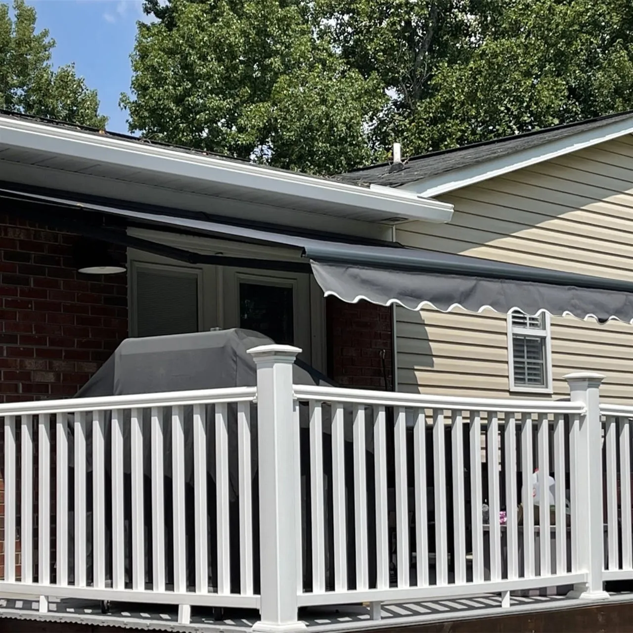Aleko Motorized Retractable Black Frame Patio Awning 20 x 10 Feet - Gray
