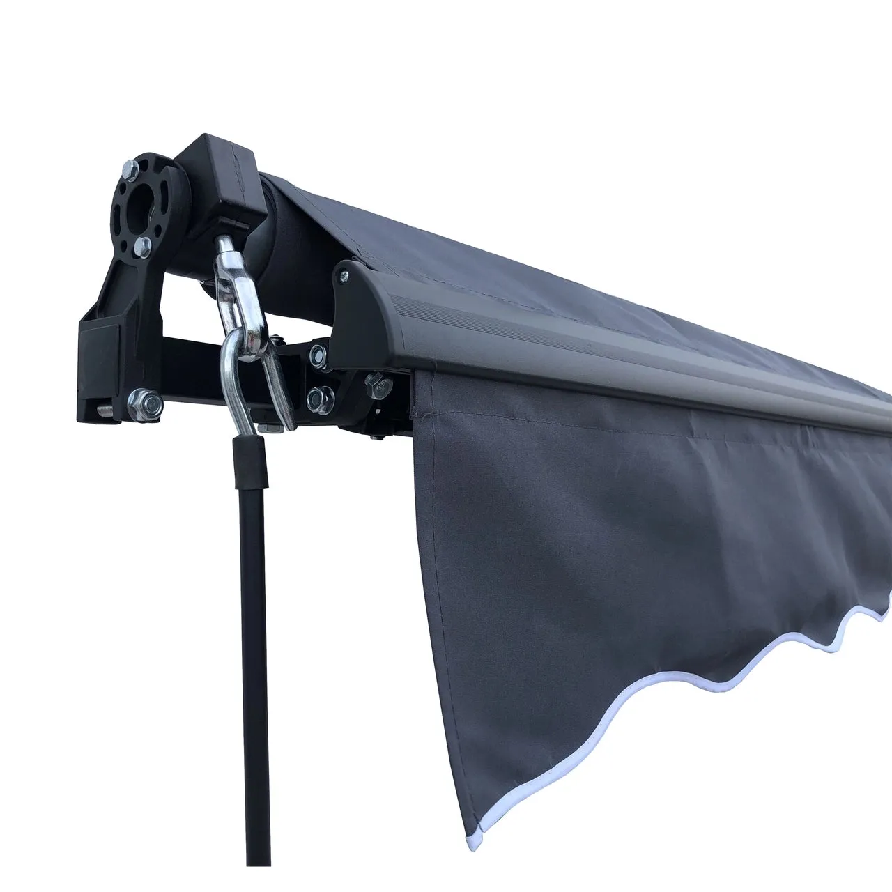 Aleko Motorized Retractable Black Frame Patio Awning 20 x 10 Feet - Gray