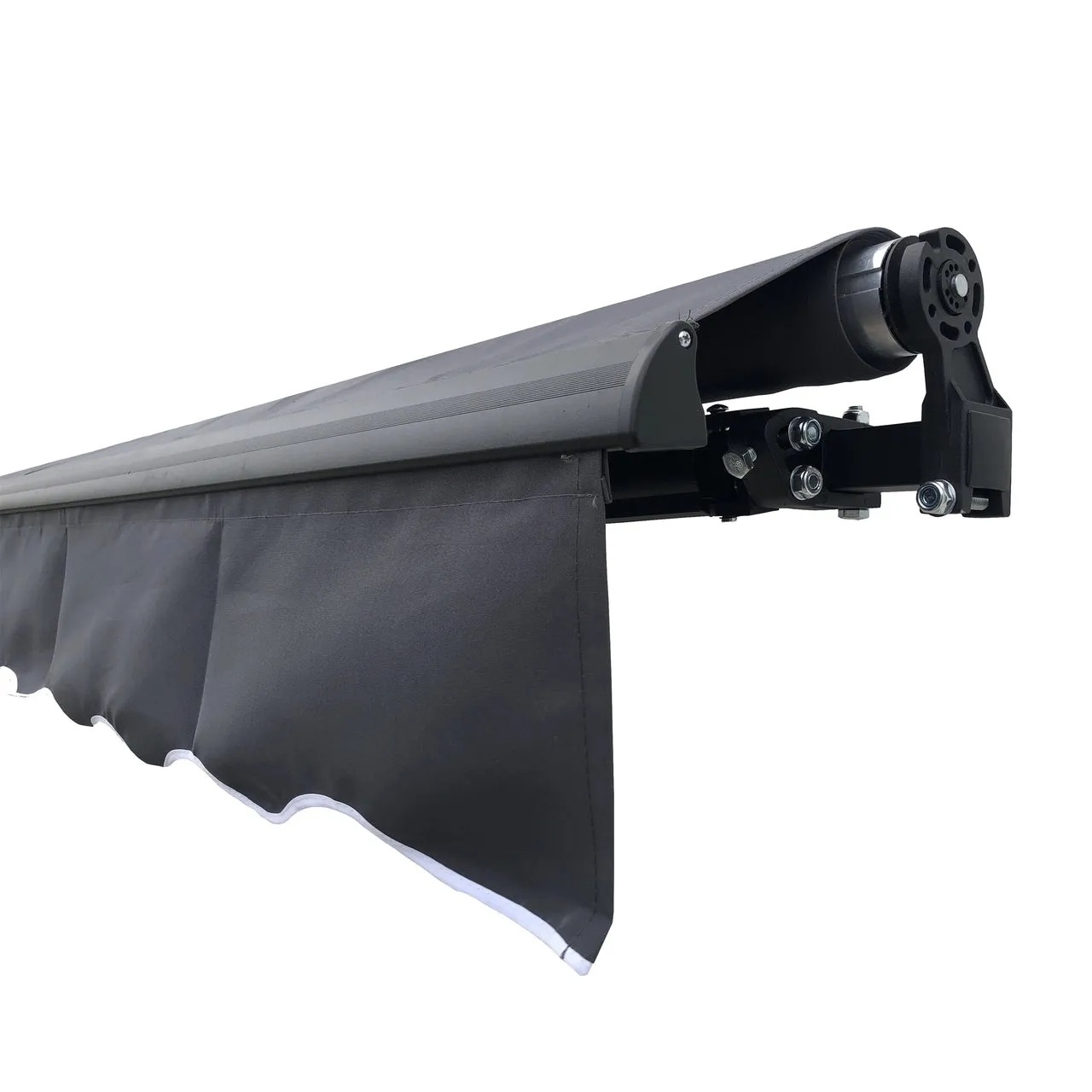 Aleko Motorized Retractable Black Frame Patio Awning 20 x 10 Feet - Gray