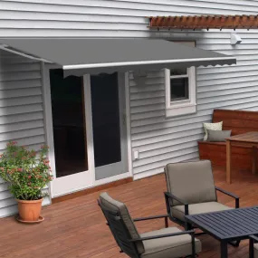 Aleko Motorized Retractable White Frame Patio Awning 10 x 8 Feet - Gray