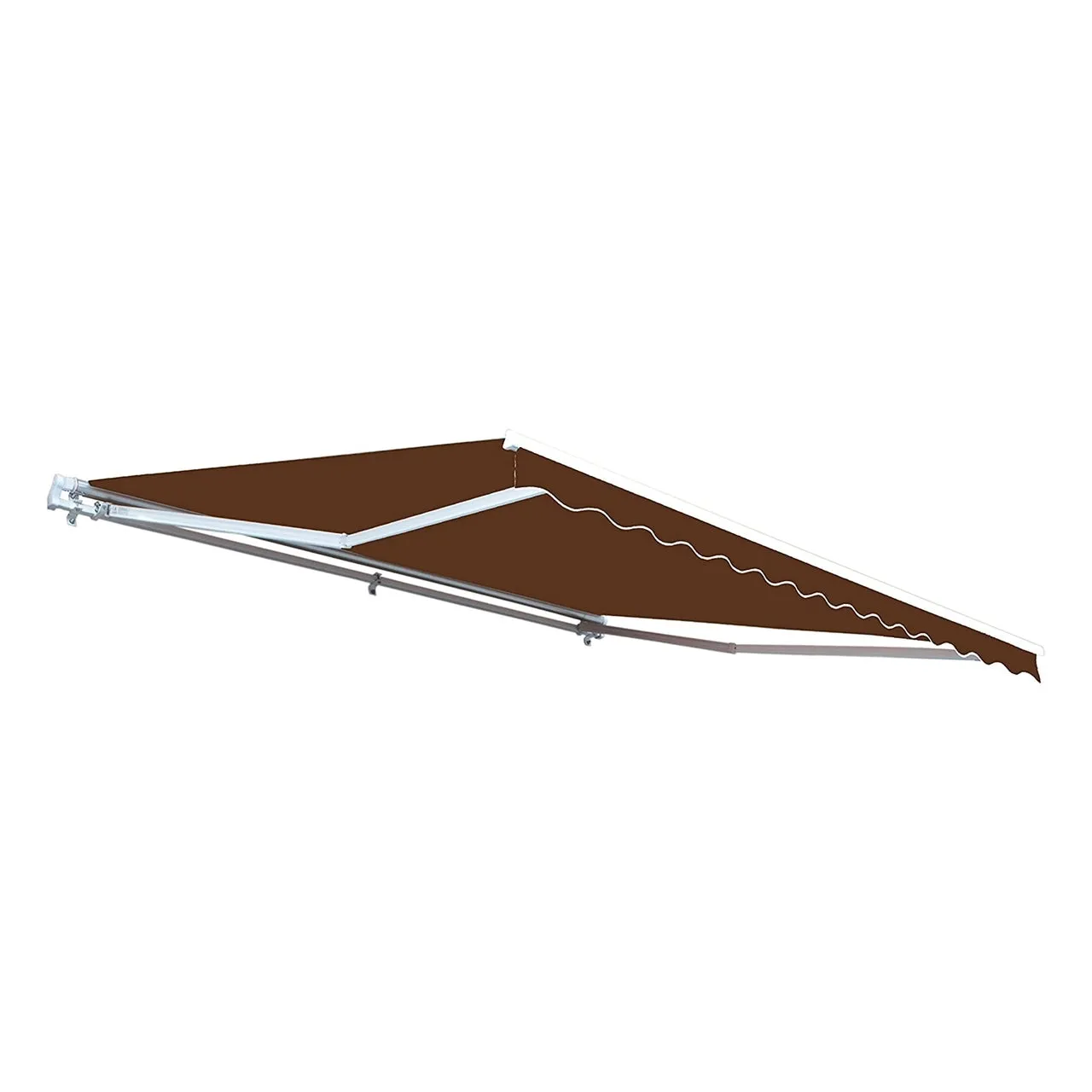 Aleko Retractable White Frame Patio Awning - 12 x 10 Feet - Brown