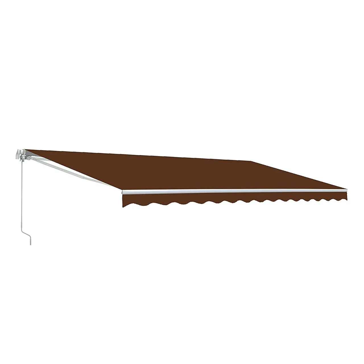 Aleko Retractable White Frame Patio Awning - 12 x 10 Feet - Brown