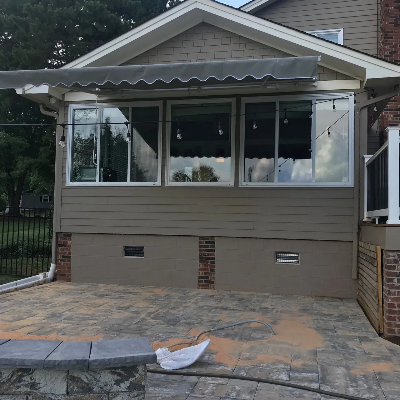 Aleko Retractable White Frame Patio Awning - 12 x 10 Feet - Gray