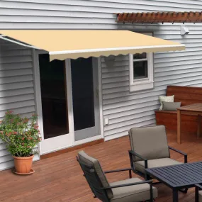 Aleko Retractable White Frame Patio Awning - 13 x 10 Feet - Ivory