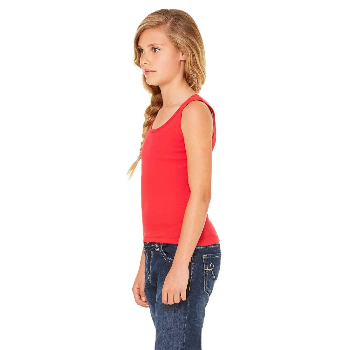 Bella   Canvas Girl's Red Stretch Rib Tank