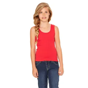 Bella   Canvas Girl's Red Stretch Rib Tank