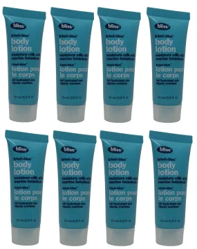 Bliss Tried & Blue Body Lotion Lot of 8 Each 0.5oz Bottles Total of 4oz