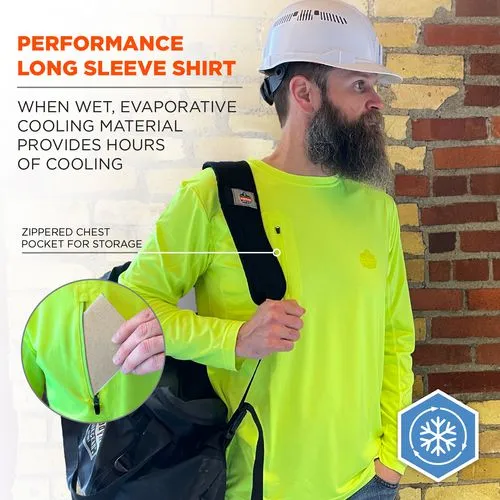 Chill-its 6689 Cooling Long Sleeve Sun Shirt With Uv Protection, Large, Lime, Ships In 1-3 Business Days