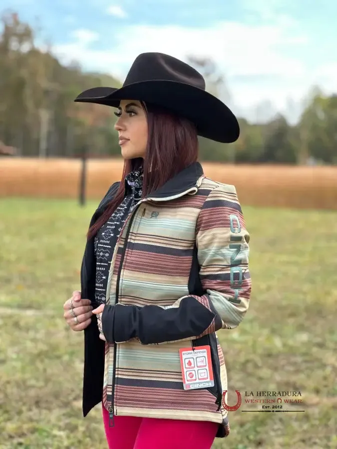 Cinch Womens Jacket Multi Color Stripe Full Zip