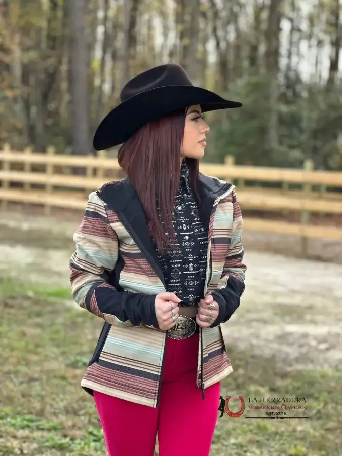 Cinch Womens Jacket Multi Color Stripe Full Zip
