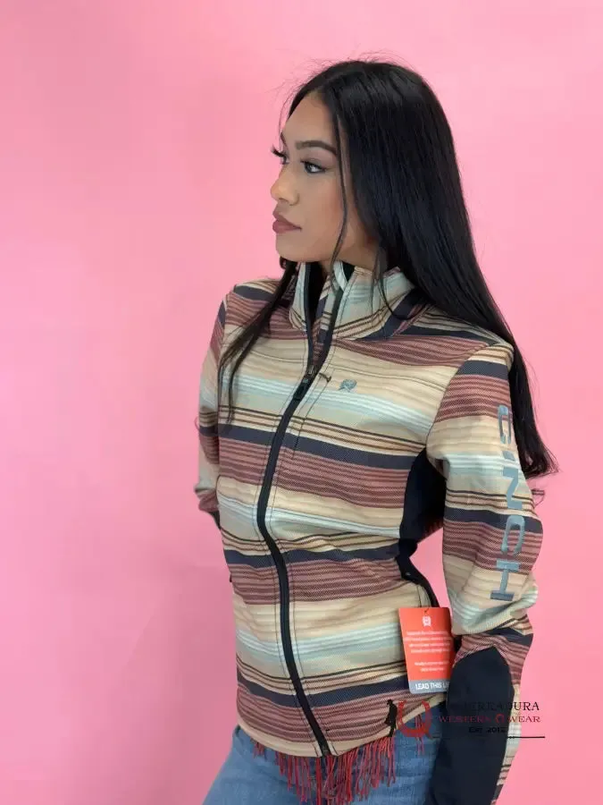 Cinch Womens Jacket Multi Color Stripe Full Zip