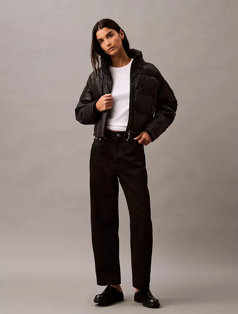 Classic Faux Leather Puffer Jacket