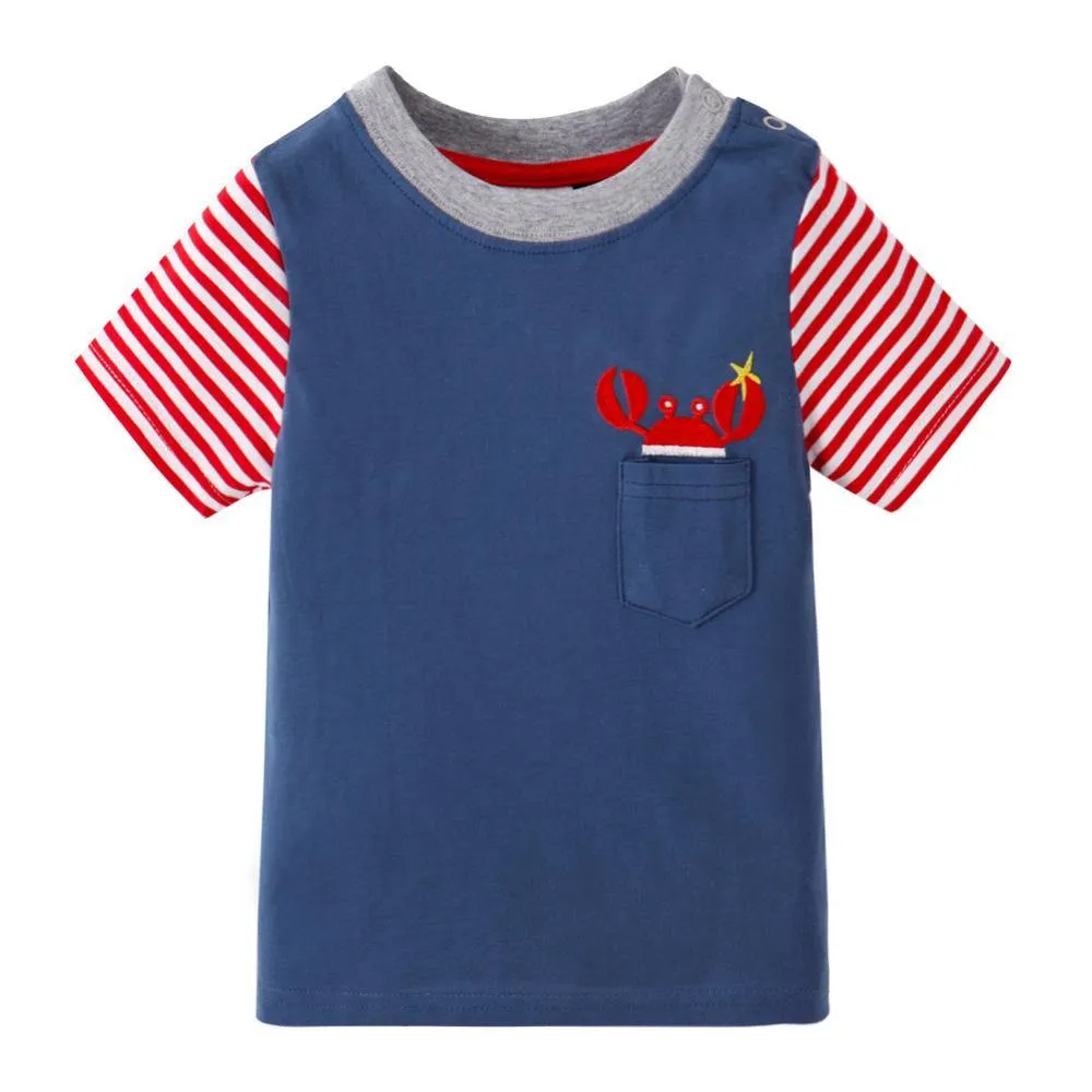 CUTE CRAB PRINT COTTON T-SHIRT