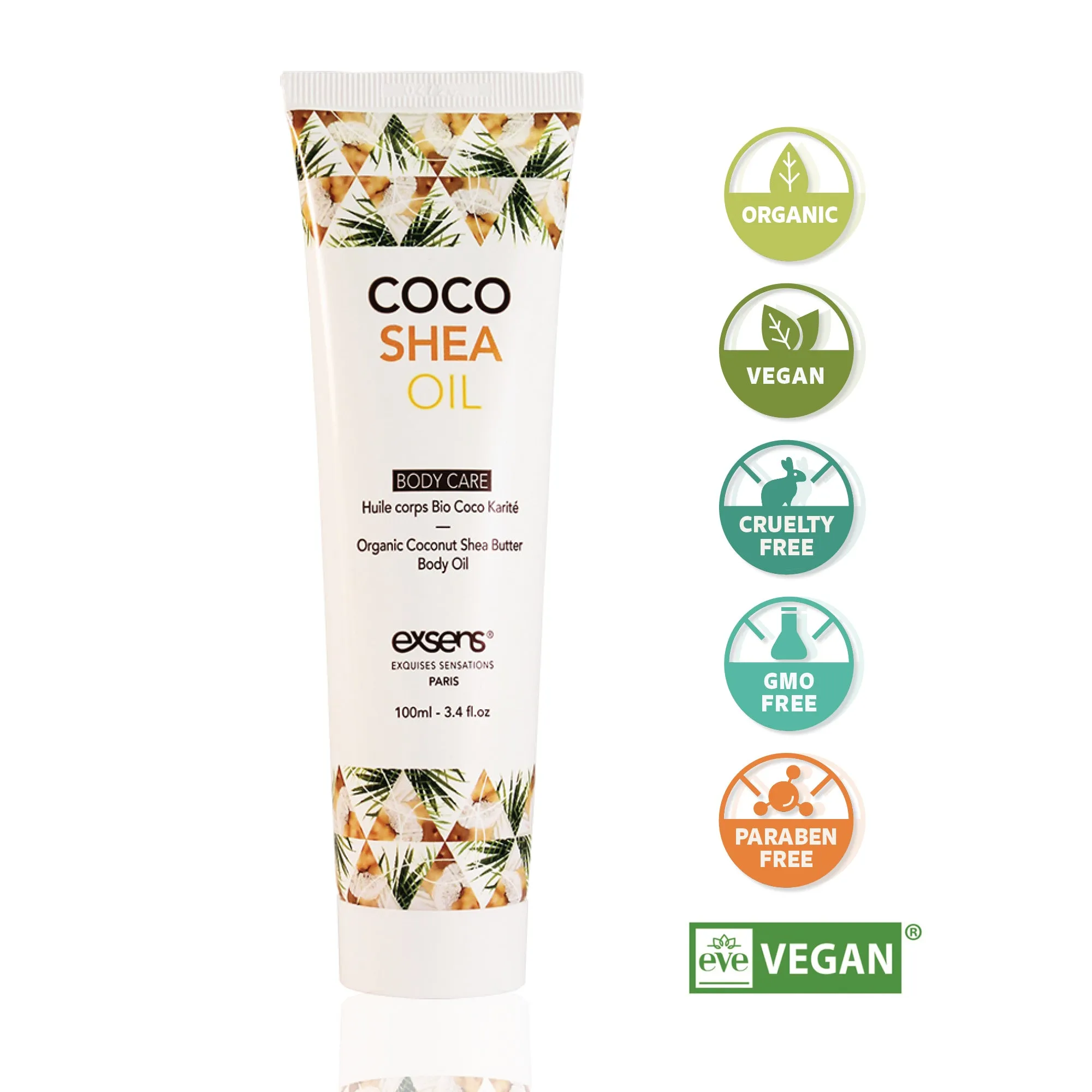 Exsens Cocoa Shea Body Oil and Intimate Moisturizer, Organic, Natural Scent, 100ml (3.4 fl.oz), 1 count