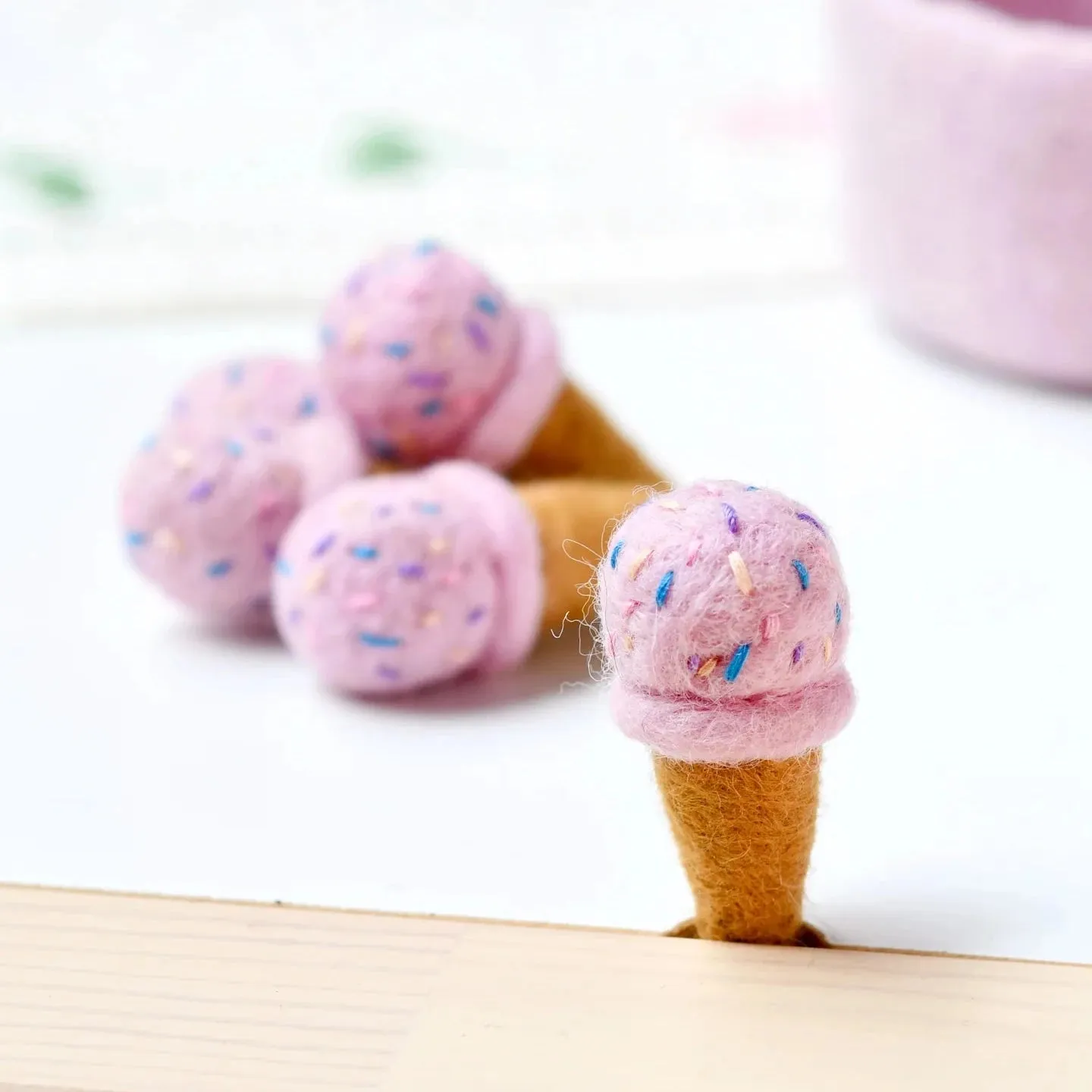 Felt Ice Cream Pink with Sprinkles